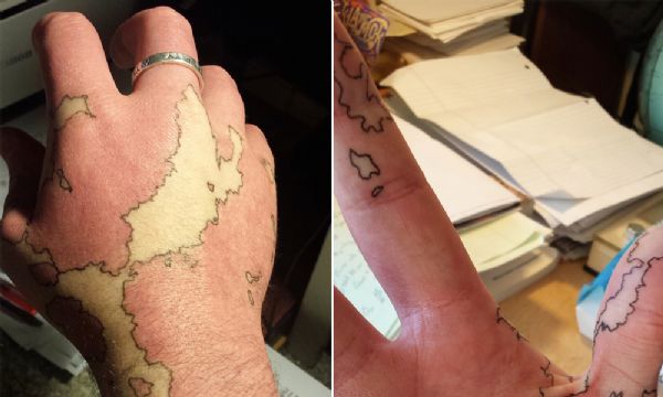 Homem transforma marca de nascena em incrvel mapa imaginrio