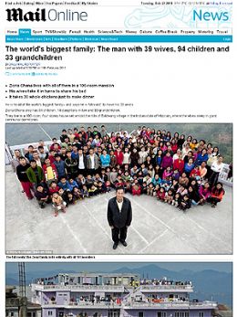Marido com 39 esposas, 94 filhos e 33 netos tem maior família do mundo