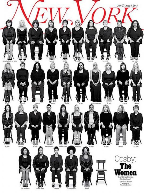 Edio desta quinzena da 'New York Magazine' traz na capa fotos de 35 das 46 mulheres que acusam o comediante Bill Cosby de estupro