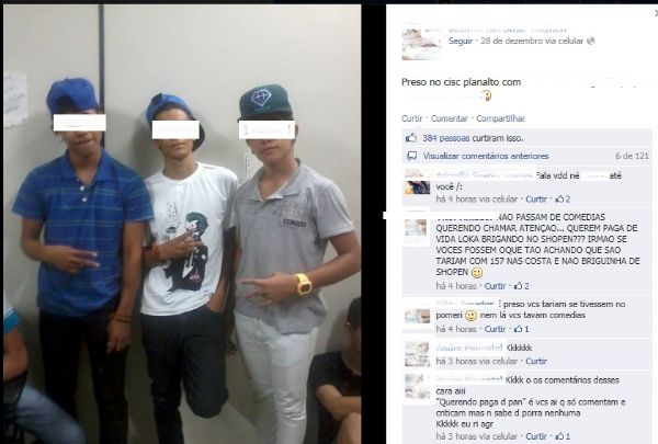 Após noite na delegacia, menores detidos fazem piada no Facebook