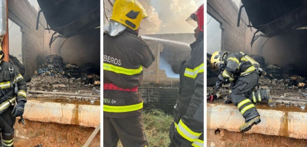 Empresa de logstica fica destruda aps ser atingida por incndio em Cuiab