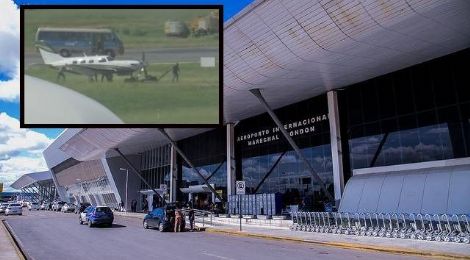 Aeroporto de Cuiab tem decolagens e pousos suspensos; <font color=Orange>veja fotos e vdeo</font color=Orange>