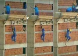 Rapaz fica pendurado em 'bandejo' em edifcio no Jardim das Amricas