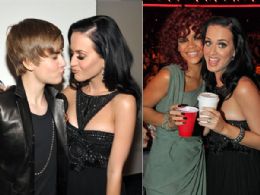 Katy Perry e Justin Bieber quase do beijo em bastidores de prmio