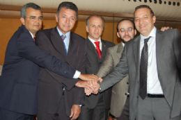 Da esquerda para a direita: Paulo Taques, Renato Ney, Vitor Gargaglione, Eduardo Mahon e Joo Celestino