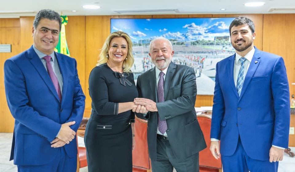 Presidente Lula recebe em seu gabinete o prefeito Emanuel Pinheiro, a primeira-dama Mrcia Pinheiro e o deputado federal, Emanuelzinho