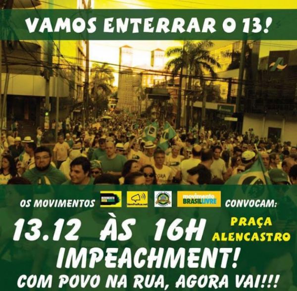 Movimento pr-Impeachment de Dilma deve reunir 15 mil; dia tambm ter churrasco em vala do VLT