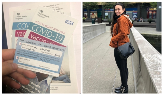 DJ de Cuiab  vacinada contra a Covid-19 em Londres aps conseguir cidadania e emprego em hospital
