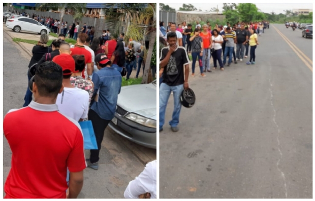 Oferta de 38 vagas atrai centenas de pessoas  procura de emprego em Cuiab