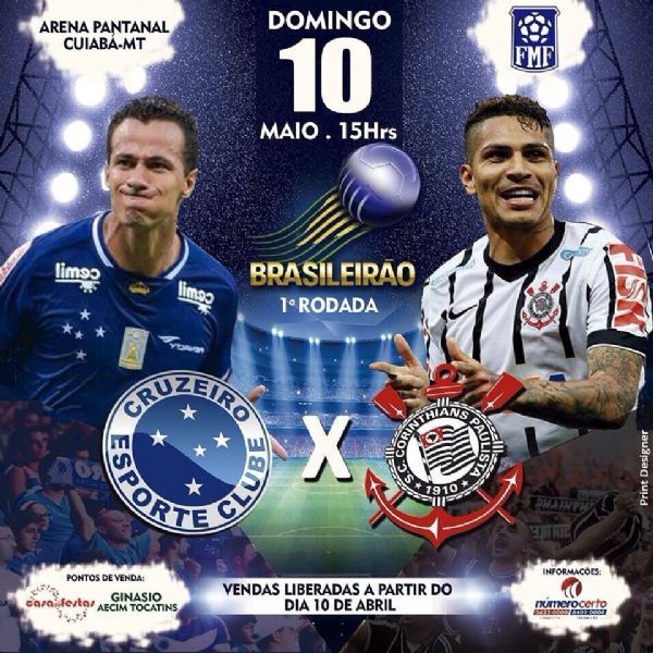 Olhar Direto sorteia 10 pares de ingressos para o jogo entre Corinthians e Cruzeiro na Arena Pantanal