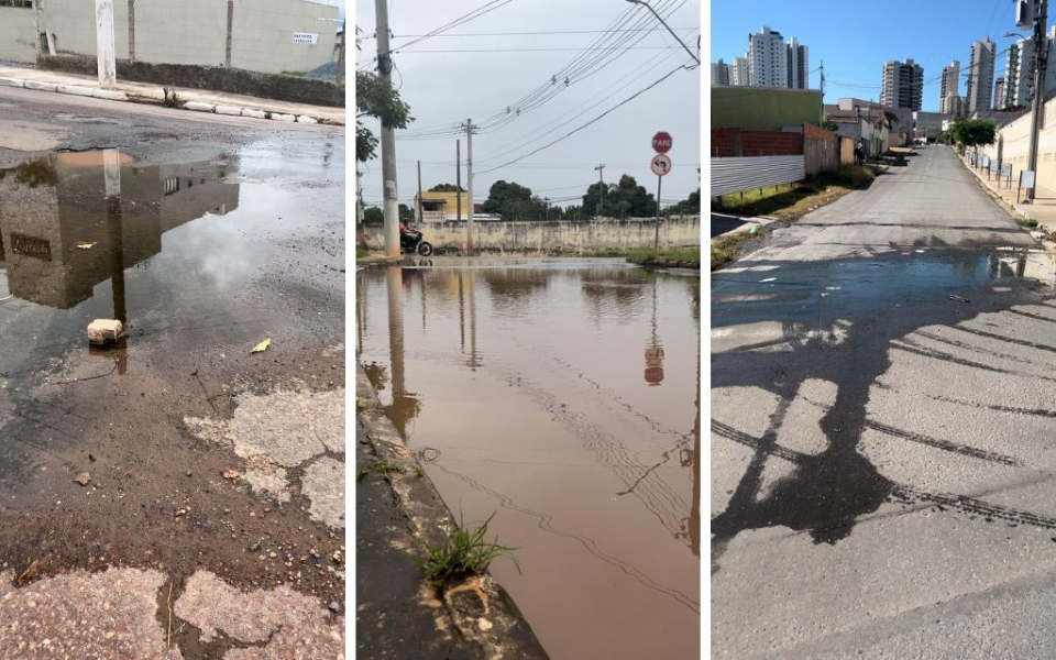 Moradores do Ribeiro da Ponte denunciam vazamentos da rede de gua e ruas alagadas por falta de escoamento; veja vdeo