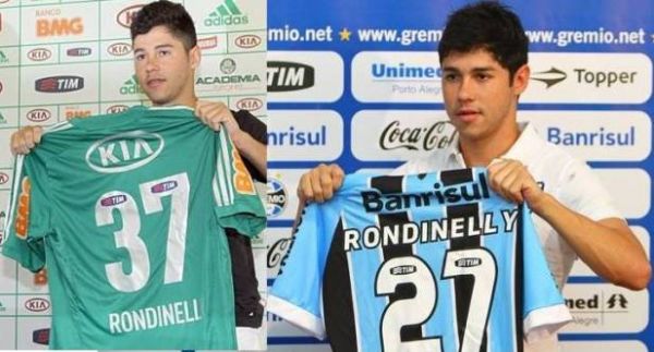 Rondinelly pertence ao Grmio e em 2013 foi emprestado ao Palmeiras