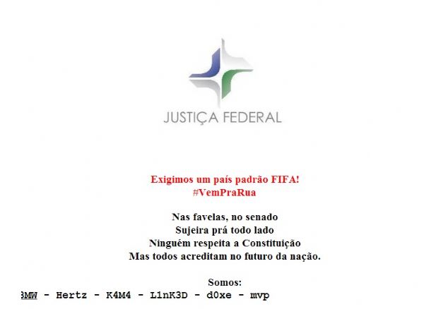 Site da Justia Federal  hackeado em protesto contra a Copa do Mundo