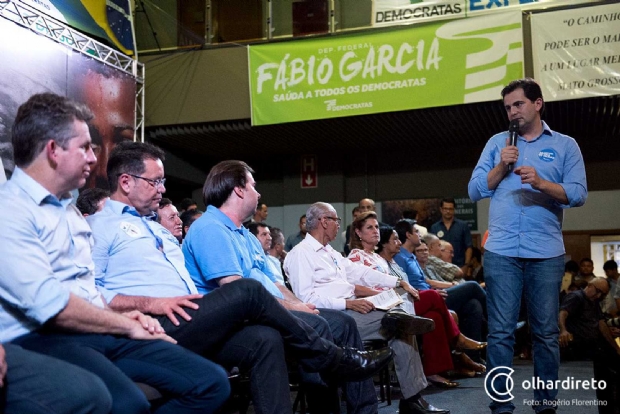 Fbio Garcia, presidente do DEM, em ato de filiao de Mauro Mendes