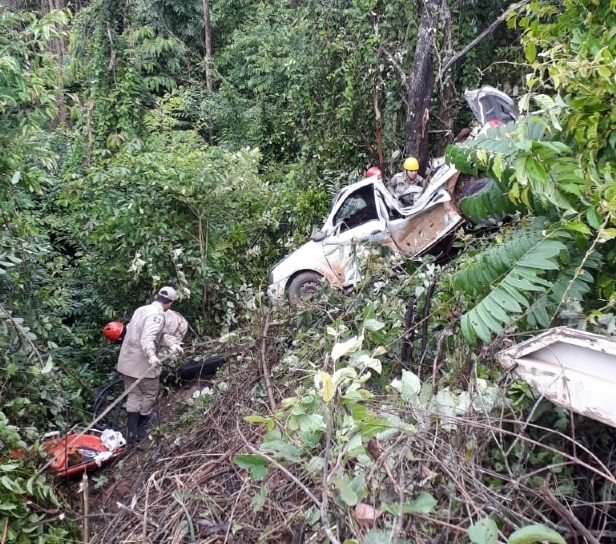 Homem morre aps carro capotar, cair 20 metros em serra e bater em rvore;   veja fotos
