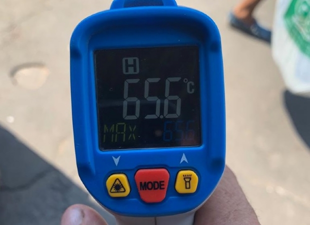 Termmetro registra mais de 65C em calada no Centro de Cuiab;  vdeo 