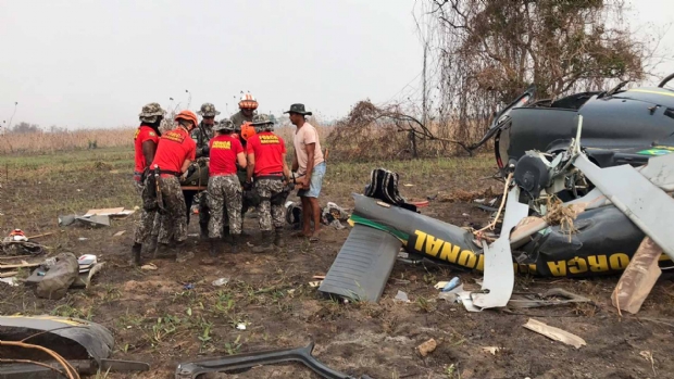 Imagens do local do acidente mostram destruio de helicptero da Fora Nacional; pantaneiro acredita em 