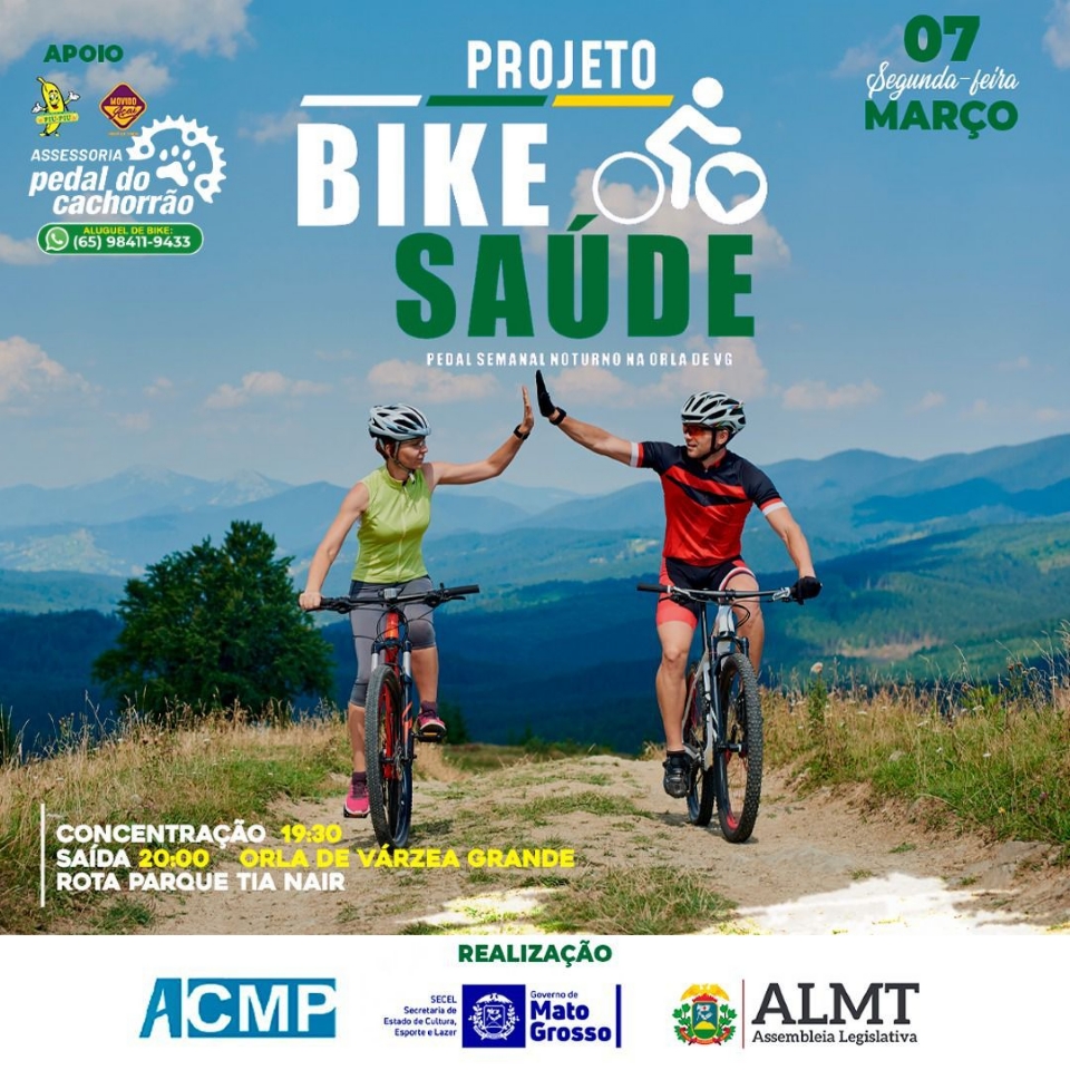 Com bicicletas para alugar e pausa para hidratao, projeto Bike Sade leva pedal para famlia a pontos tursticos de Cuiab e VG