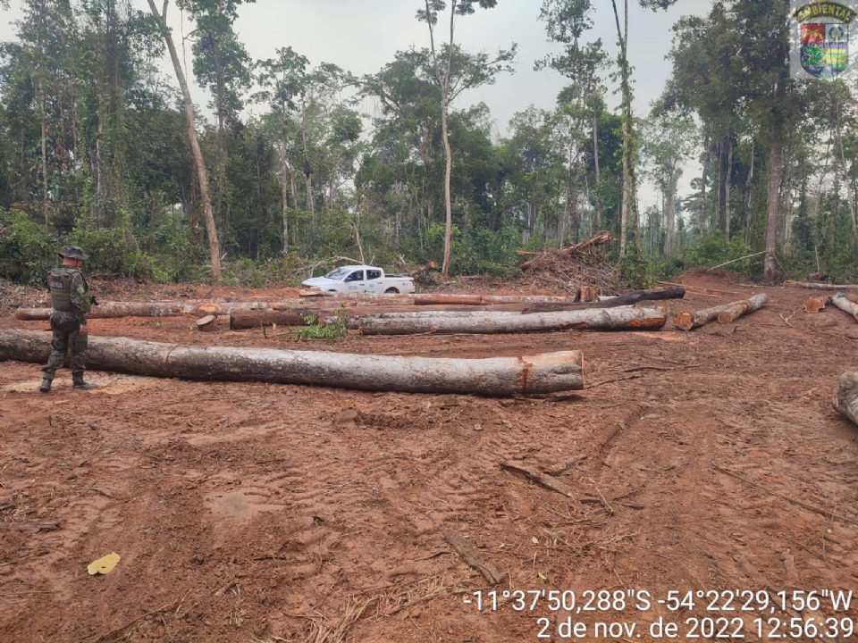 PM apreende dois tratores e equipamentos para explorao ilegal de madeira em rea de vegetao nativa amaznica