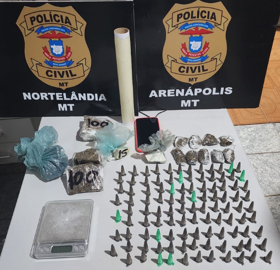 Polcia desarticula ponto de distribuio de drogas em Nortelndia e Arenpolis