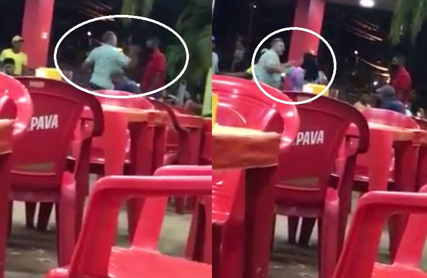 Homem agride filha e garçom que tocou nela com tapa no rosto;  veja vídeo 