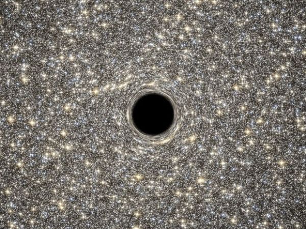 Agncia espacial divulga ilustrao de buraco negro dentro de galxia an