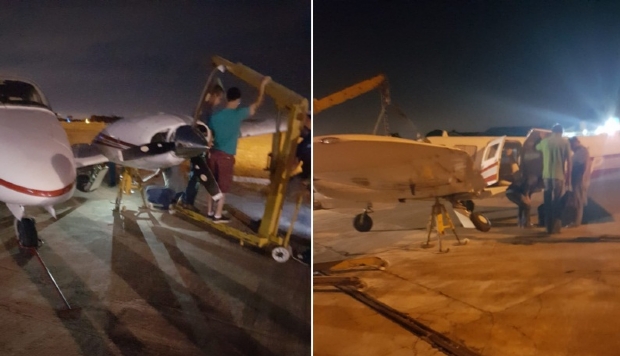 Avio com irmo de ministro do STF quebra trem de pouso ao descer no aeroporto de Cuiab
