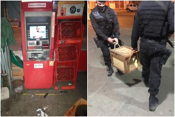 Criminosos explodem caixa eletrnico em supermercado de Cuiab