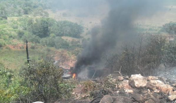 Caminho tanque explodiu aps cair de serra no Mdio-Norte mato-grossense