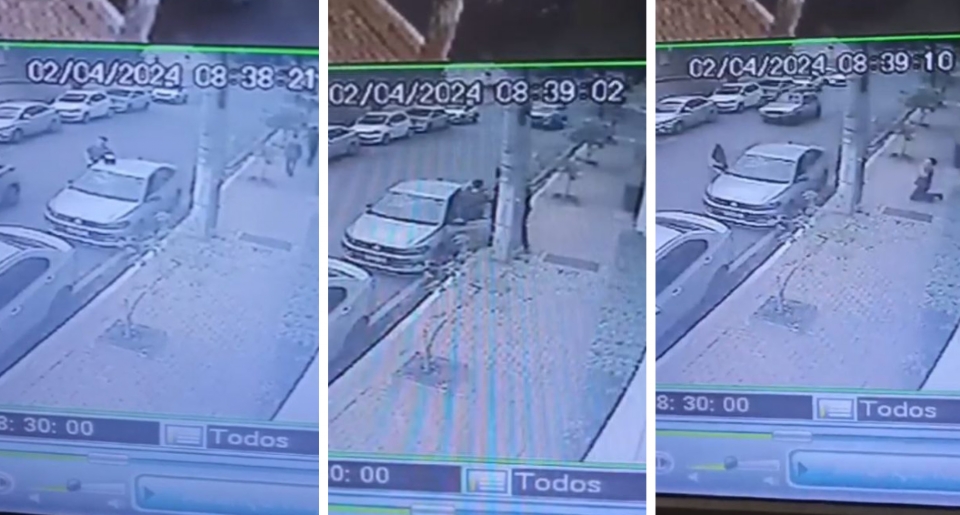 Vdeo mostra momento em que criminosos rendem motorista e roubam carro prximo  Padaria Amrica