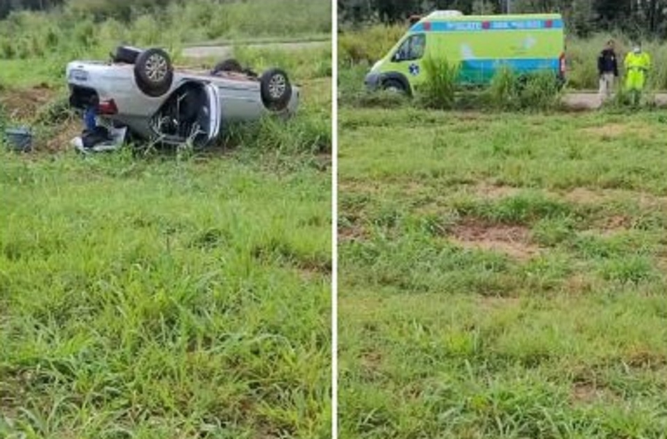 Idosa de 64 anos morre aps carro capotar na BR-364; pista estava molhada pela chuva