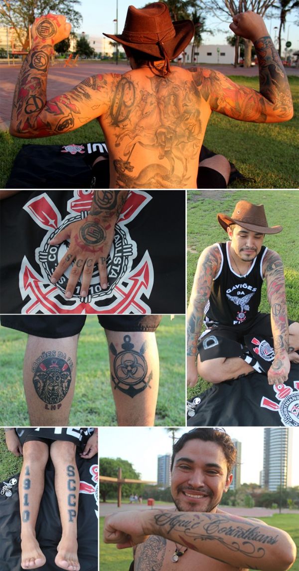 Corintiano gasta R$ 5 mil para fazer 15 tatuagens: 