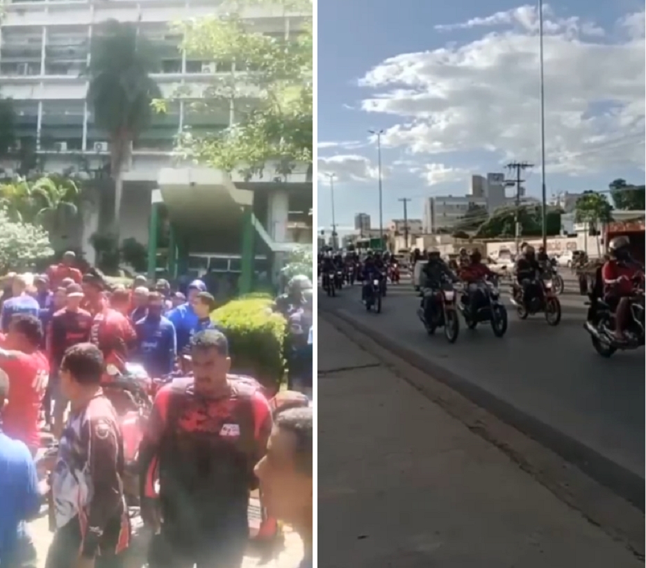 Motoboys fazem srie de protestos aps morte de colega de profisso em Cuiab; veja vdeo