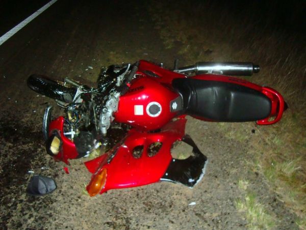 Motociclista se envolveu em acidente na BR-158, em Rosrio do Sul (Foto: PRF/Divulgao)