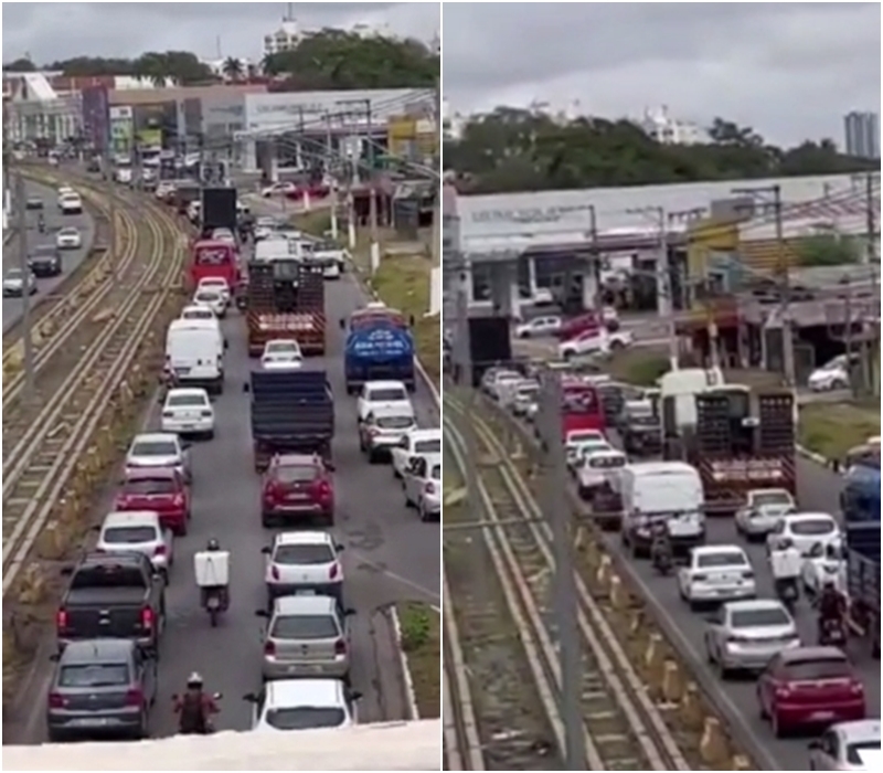 Motoristas que precisaram passar pela Avenida da FEB enfrentaram congestionamento
