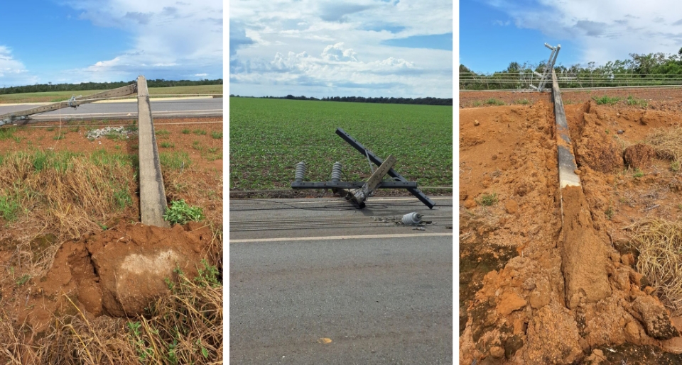 Temporal danifica mais de 20 postes de energia em cidades na regio norte de Mato Grosso