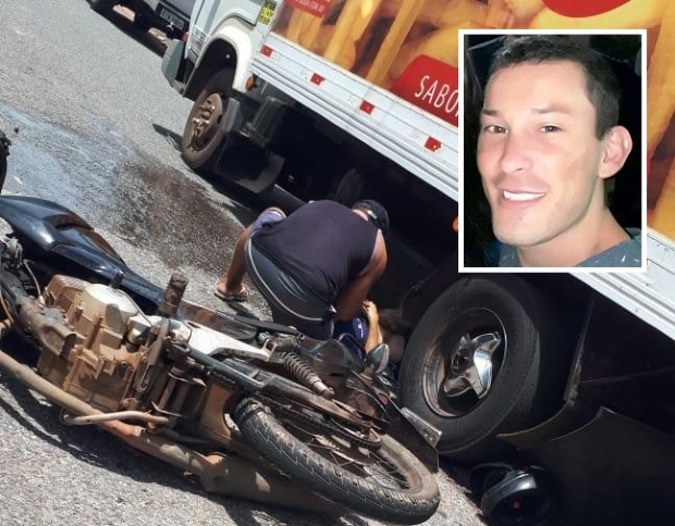 Motociclista morre aps bater em caminho estacionado e deixa filho de 3 anos