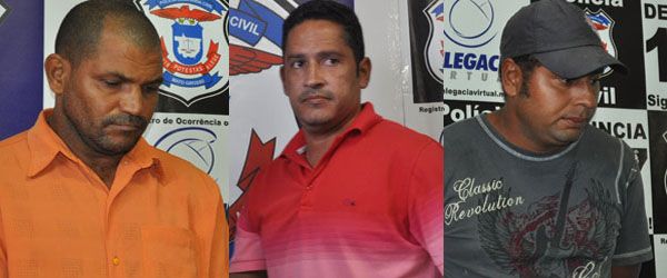 Paulo Ferreria (assassino confesso - esquerda), Rogrio Silva Amorim (mandante do crime - centro) e Carlos Alexandre Nunes da Silva (executor do crime - direita). no
