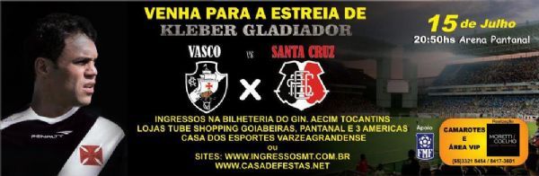 Confira a lista dos sorteados para jogo entre Vasco e Santa Cruz na Arena Pantanal