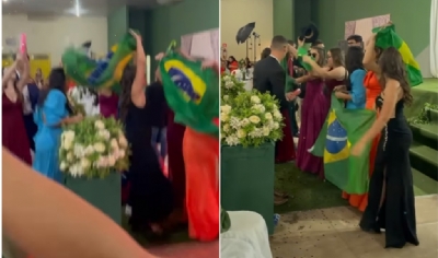 Estudante de MT desfilam em formatura com msica de Bolsonaro e bandeiras do Brasil;
