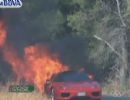 Ferrari de jogador argentino pega fogo na estrada