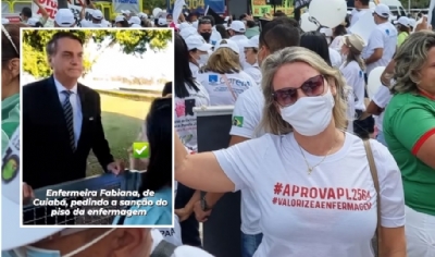 Enfermeira de Cuiab pede a sano do Piso da Enfermagem  Bolsonaro; veja vdeo